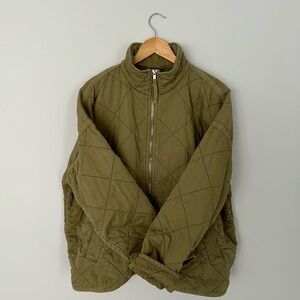 Gap Olive Green Quilted Bomber Zipper Jacket